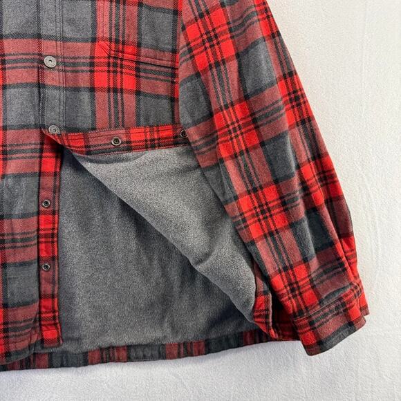 Duluth Trading Shacket Men's 2XL Red Flannel Shirt Jacket Flapjack Lined NEW - Picture 2 of 10